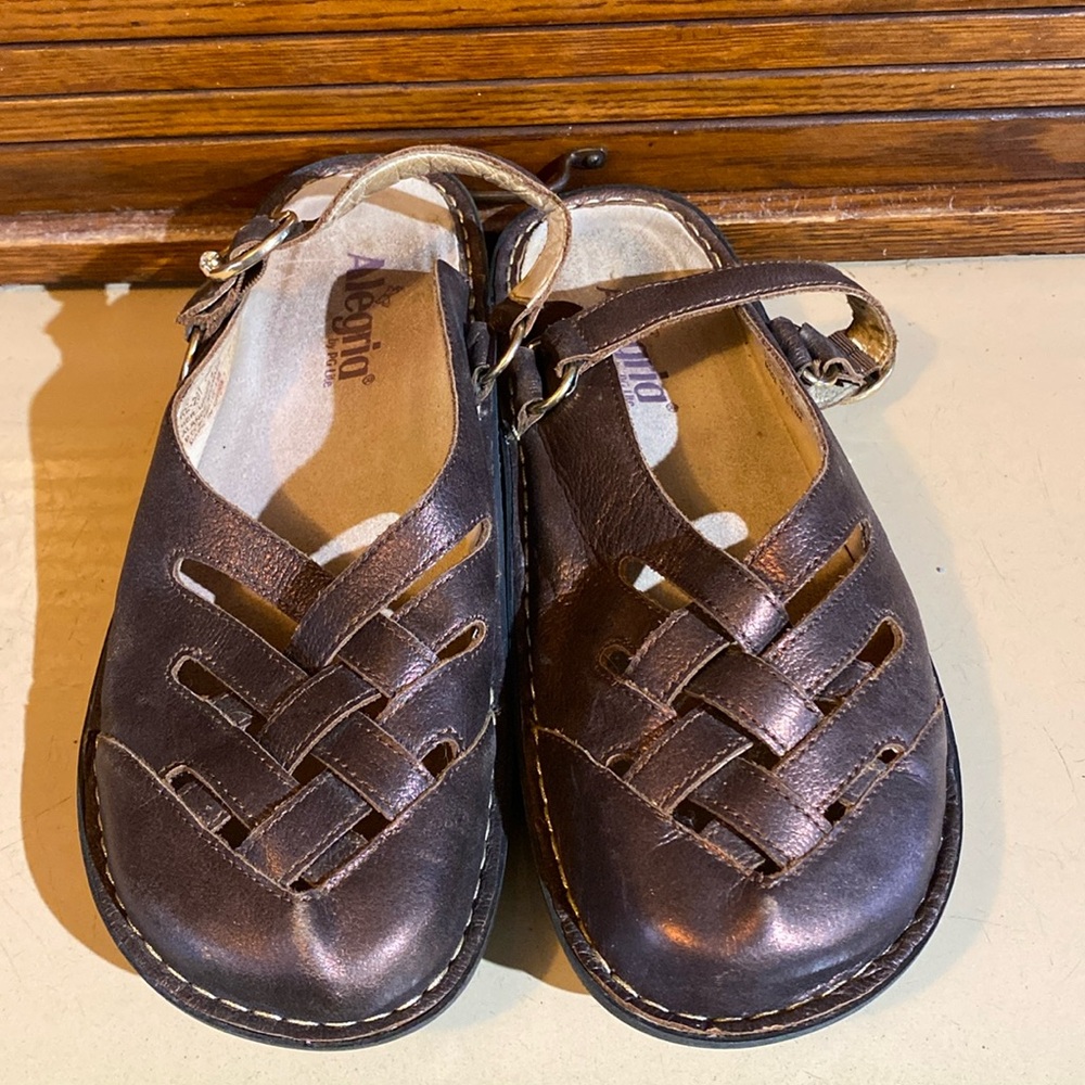 Alegria Womens Freesia FRE-201 Brown Bronze Leather Clog Shoes size 9.5
